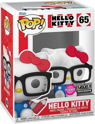 Funko POP! - Hello Kitty - Hello Kitty (Nerd) #65 (Flocked, FYE Exclusive) - Vinyl Figure