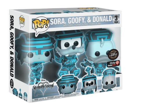 Funko POP! - Kingdom Hearts - (Tron) Sora, Goofy & Donald (3-Pack) - GameStop Exclusive, Chase - Glow in the Dark - Vinyl Figures
