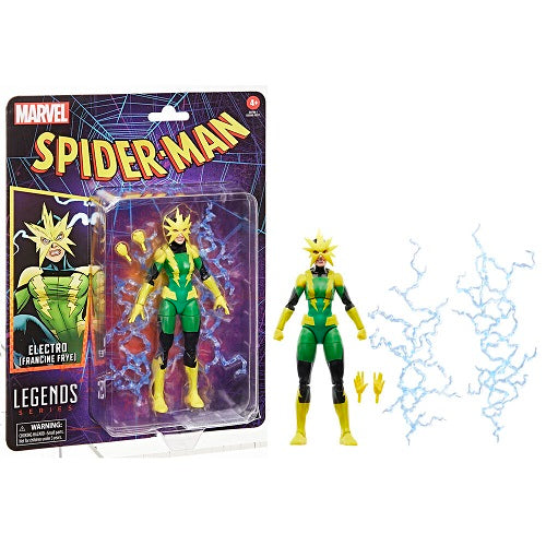Hasbro - Marvel Legends - Collection Rétro - Spider-Man - Francine Frye (Electro) - Figurine articulée de 15 cm