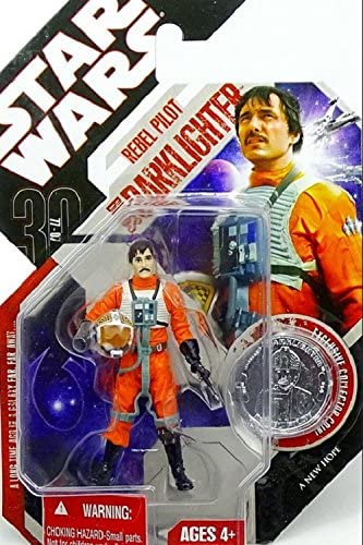 Hasbro - Star Wars - 30e anniversaire - Figurine articulée Biggs Darklighter, pilote rebelle (pièce argentée) (n° 14) - 9,5 cm