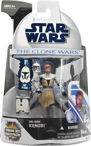 Hasbro - Star Wars - The Clone Wars (Blue) - Obi-Wan Kenobi (#02) (1st Day of Issue Sticker) - 3.75” Action Figure