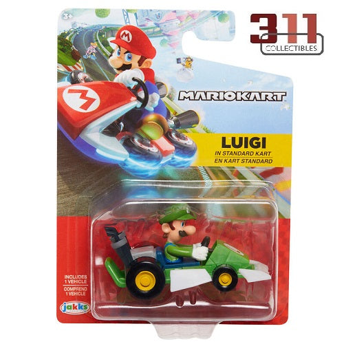 Jakks Pacific – Mario Kart Racers – Mario Kart – Luigi (im Standard-Kart) – 6 cm Fahrzeug