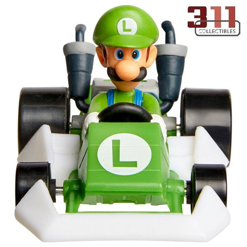Jakks Pacific – Mario Kart Racers – Mario Kart – Luigi (im Standard-Kart) – 6 cm Fahrzeug