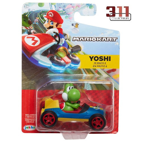 Jakks Pacific - Mario Kart Racers - Mario Kart - Yoshi (in Mach 8) - 6 cm Vehicle
