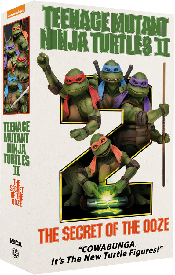 NECA - Teenage Mutant Ninja Turtles II: The Secret of the Ooze (1991 Movie) - Leonardo, Donatello, Raphael & Michelangelo (NECA Store Exclusive, VHS 4-Pack) - 7” Action Figures