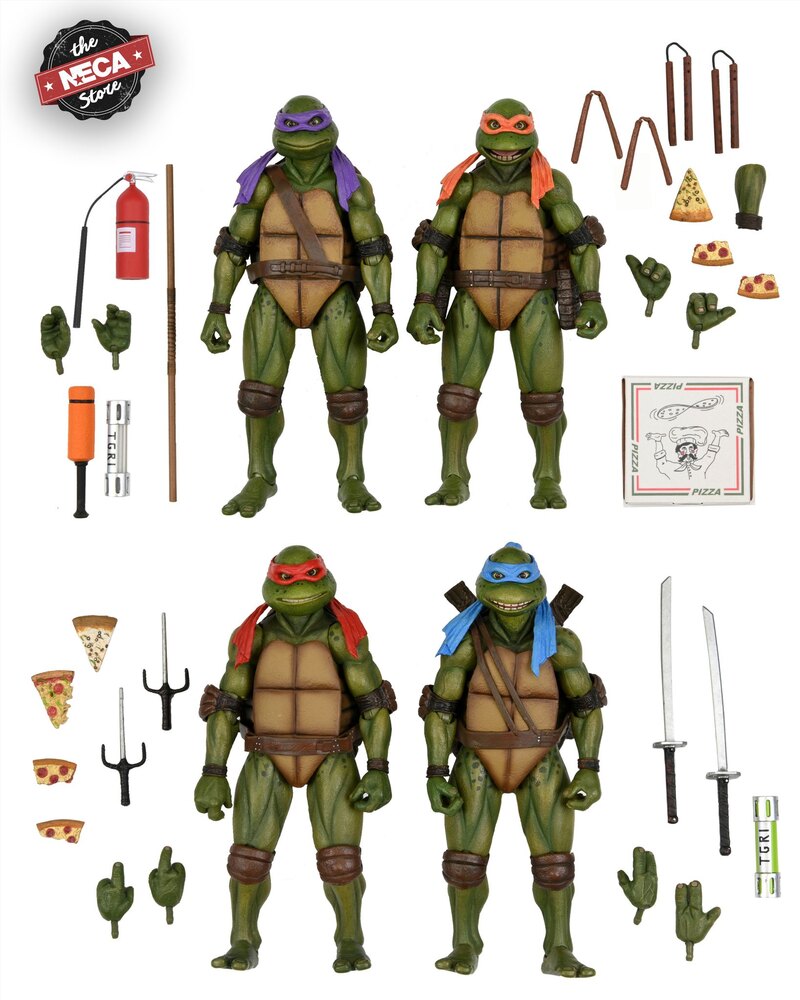 NECA - Teenage Mutant Ninja Turtles II: The Secret of the Ooze (1991 Movie) - Leonardo, Donatello, Raphael & Michelangelo (NECA Store Exclusive, VHS 4-Pack) - 7” Action Figures