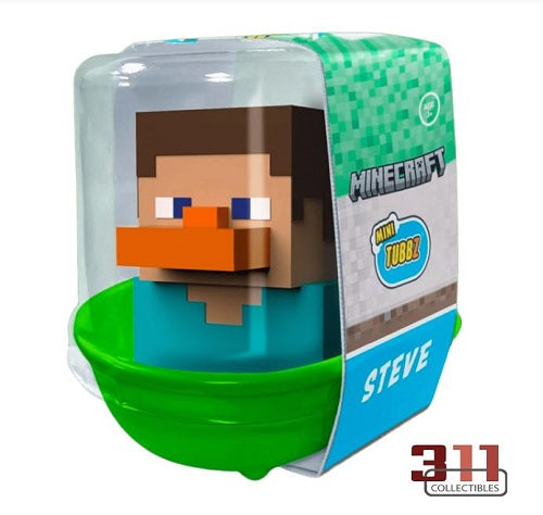 Numskull - TUBBZ Mini - Minecraft - Steve - 5 cm Collectible Duck met badkuipdisplay (Boxed Edition)