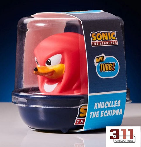 Numskull - TUBBZ Mini - Sonic the Hedgehog - Knuckles the Echidna - 5 cm Collectible Duck met badkuipdisplay (Boxed Edition)