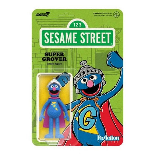 Super7 - ReAction - Sesame Street - Super Grover (Vague 03) - Figurine articulée de 9,5 cm