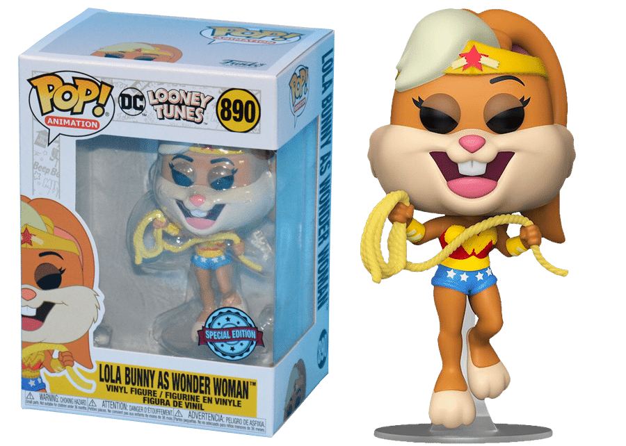 Funko - POP! - Animation - Looney Tunes - Lola Bunny en Wonder Woman n° 890 (Édition spéciale avec autocollant) - Figurine en vinyle