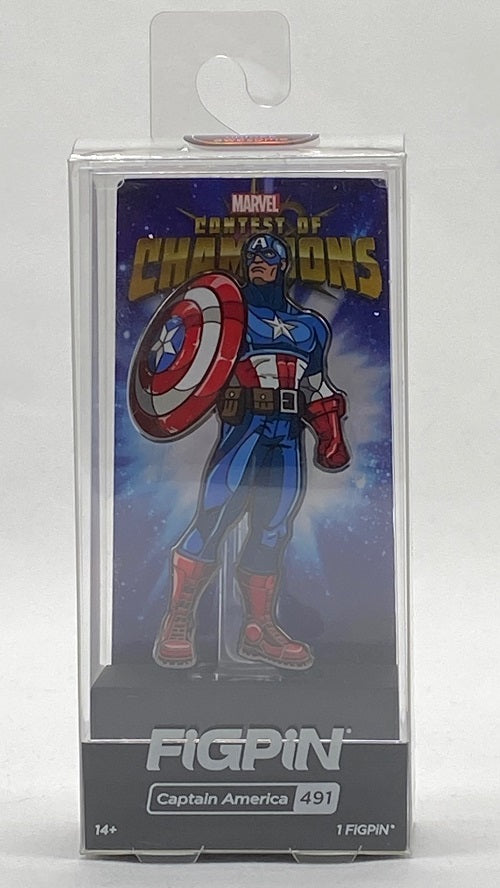 Figpin - Marvel - Contest of Champions - Captain America #491 - Collectible Pin with Premium Display Case (Limited to 5367)