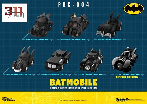 Beast Kingdom - Pull Back Cars - DC Comics - Batmobile - 6 cm Mini Vehicle (Blind Box, PBC004)