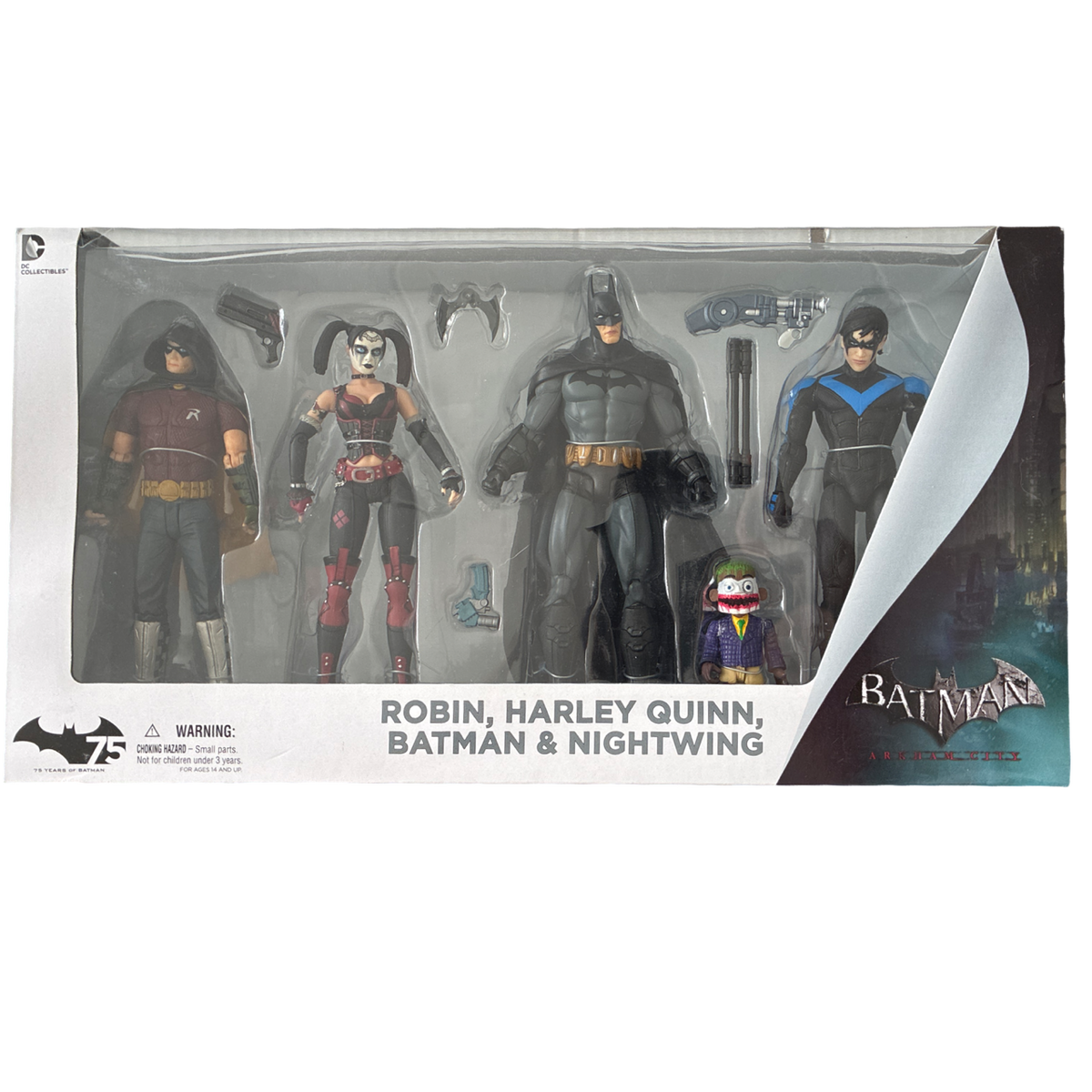 DC Collectibles - Batman: Arkham City - Batman, Robin, Nightwing & Harley Quinn (4-Pack) - 7” Action Figures