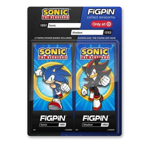 Figpin – Spiele – Sonic the Hedgehog – Sonic (1351) und Shadow (1352) (2er-Pack) – Sammel-Pin mit Premium-Vitrine (nur bei Target)