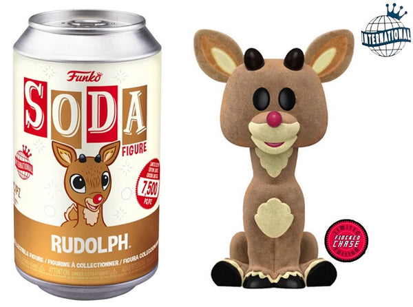Funko Soda – Weihnachten – Rudolph (7500, International) (CHASE-Version) (beflockt)