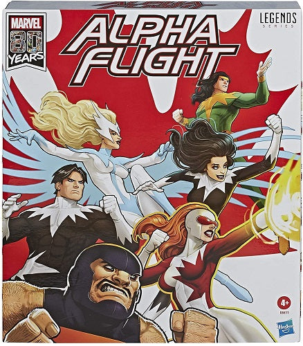 Hasbro - Marvel Legends - 80e anniversaire de Marvel Comics - Alpha Flight (Coffret Deluxe de 5 figurines) - Shaman, Snowbird, Aurora, Northstar, Vindicator et Puck - Exclusivité - Figurines articulées de 15 cm
