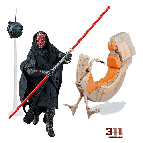Hasbro - Star Wars - The Black Series - La Menace Fantôme - Dark Maul et son Speeder Sith [SDCC Deluxe] - Figurine articulée de 15 cm + Véhicule