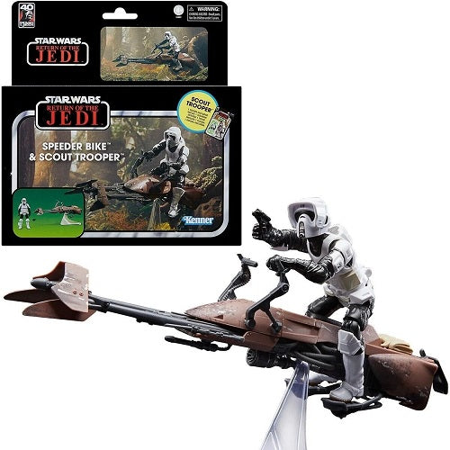 Hasbro - Star Wars - Vintage Collection - Return of the Jedi - Speeder Bike and Scout Trooper (Deluxe)