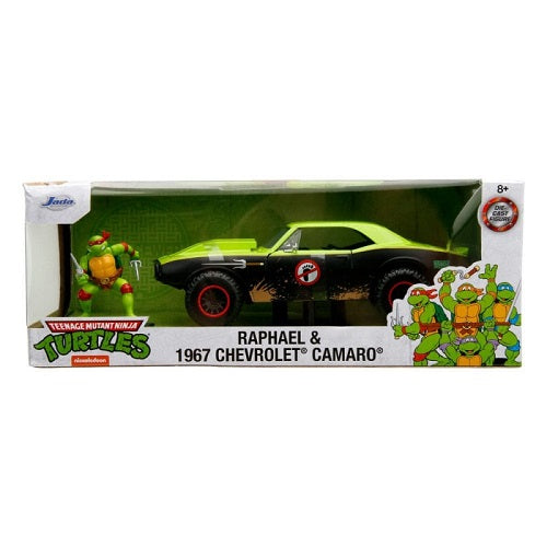 Jada Toys – Teenage Mutant Ninja Turtles Hollywood Rides – 1967 Chevrolet Camaro mit Raphael-Figur (1/24) (Druckguss)