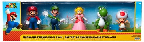 Jakks Pacific - Super Mario - 5 pack - World of Nintendo Super Mario & Friends (Mario-Luigi-Princess Peach-Yoshi-Toad)