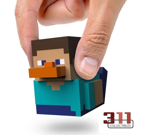 Numskull - TUBBZ Mini - Minecraft - Steve - 5 cm Collectible Duck met badkuipdisplay (Boxed Edition)