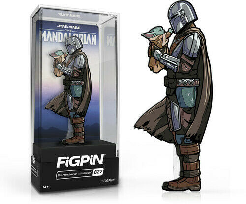 Figpin - Star Wars - The Mandalorian - The Mandalorian with Grogu - 827 - Collectible Pin with Premium Display Case