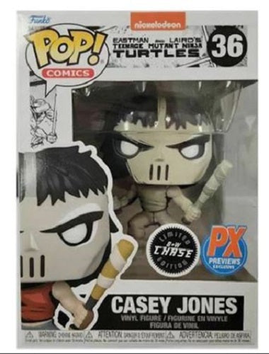 Funko POP! – Comics – Eastman und Lairds Teenage Mutant Ninja Turtles – Casey Jones 36 (exklusive PX-Vorschau) (Limitierte Schwarzweiß-Chase-Edition)
