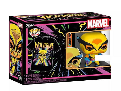 Funko POP! - Marvel - Wolverine 802 (BlackLight) (POP TEES!, Größe S) (Special Edition Sticker)