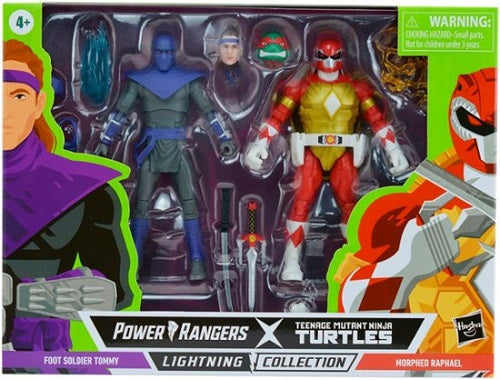 Hasbro – Teenage Mutant Ninja Turtles vs. Power Rangers – Lightning Collection – Fußsoldat Tommy und Morphed Raphael