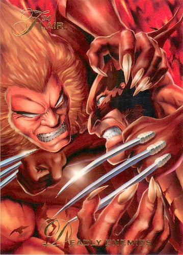 TCG - Marvel  - 1994 - Flair Marvel - Deadly Enemies 53 - Sabretooth vs Wolverine SLAB (GMA 8.5)